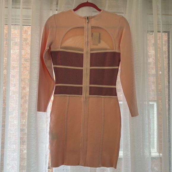 Pink Mesh Bandage long sleeve Dress - Picture 2 of 6